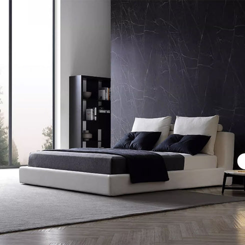 Gibbs Cotton Linen Blend Low Headboard Minimalist Bed Frame